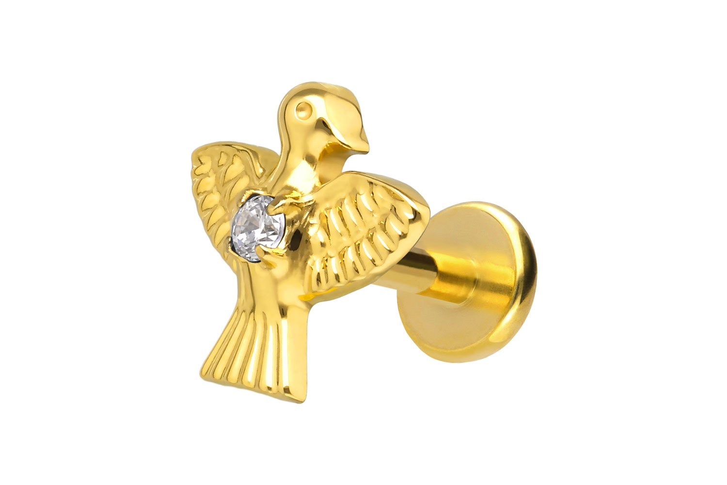 Titan Labret Piercing mit Push Fit TAUBE